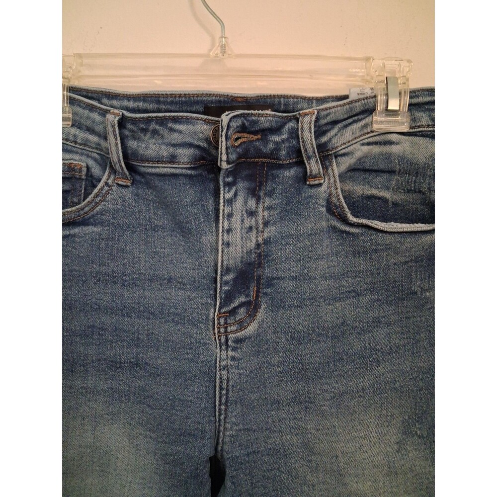 Judy Blue Cutoff Denim Shorts Large Blue Raw Hem Boho Distressed Festival - Picture 2 of 9